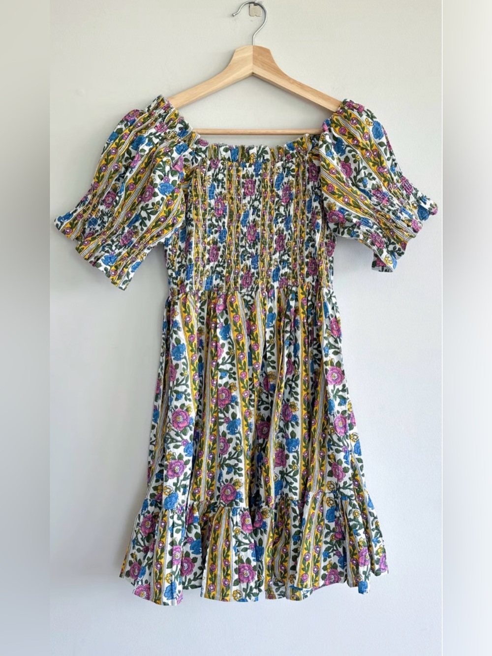 Mille Kiki Floral Print Off Shoulder Mini Dress Alain Stripe Medium